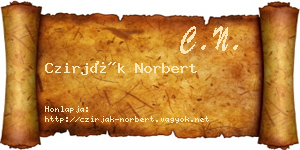 Czirják Norbert névjegykártya